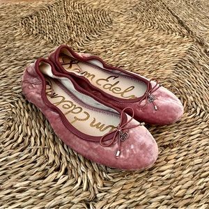 Size 8.5 Sam Edelman Pink Velvet Felicia Ballet Flats